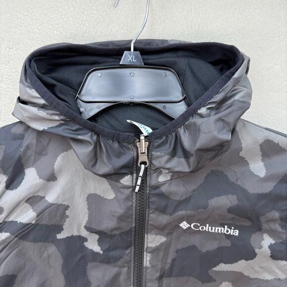COLUMBIA Kids Small Reversible Hooded Black/Camo Jacket - Picture 2 of 8